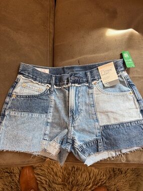 GAP Patchwork Light and Dark Blue Denim Shorts